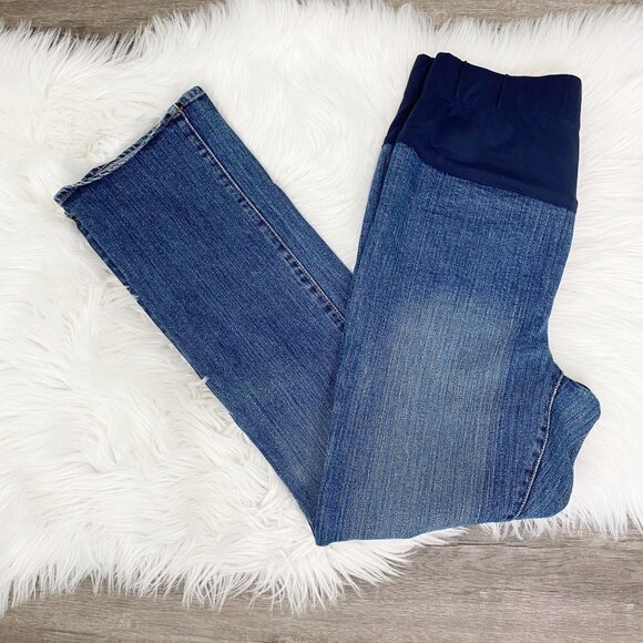 GAP Maternity Womens 2 Medium Wash Straight Jeans Belly Panel - Picture 1 of 8